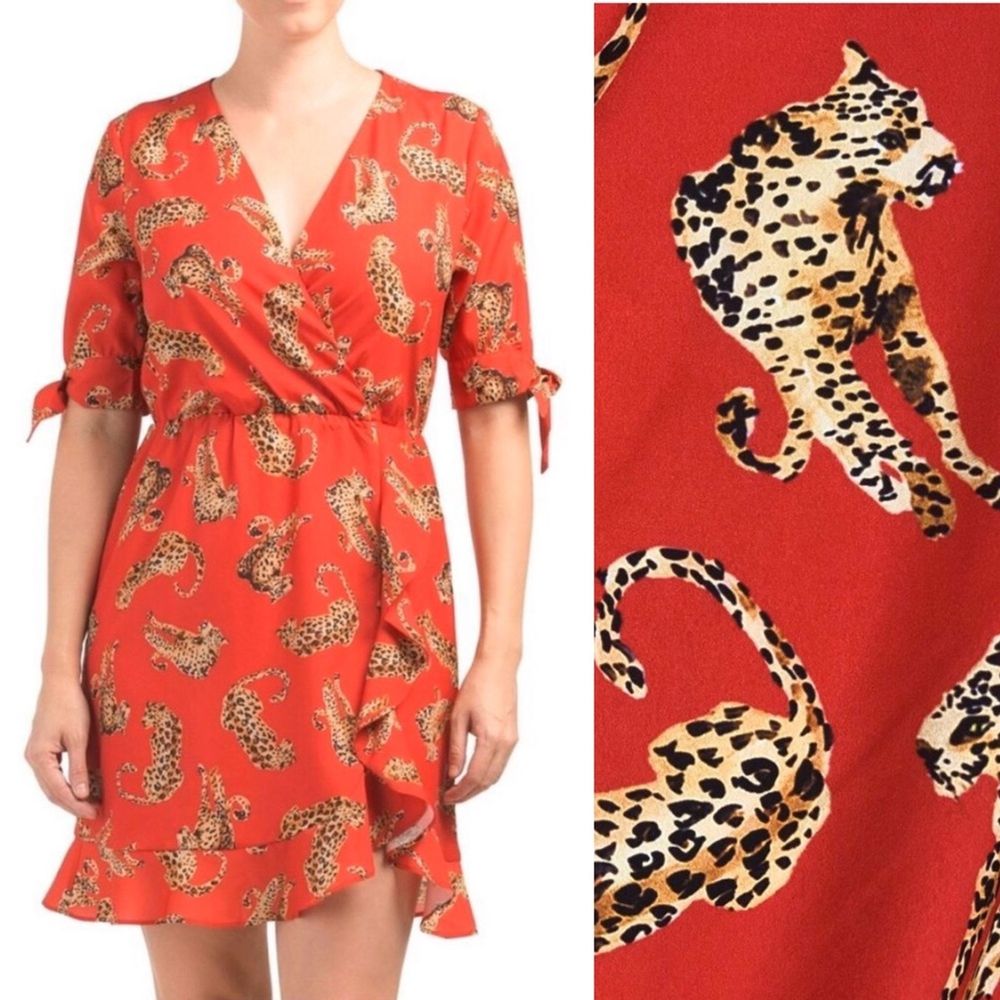 Hutch Anthropologie Leopard Cora Faux Wrap Dress